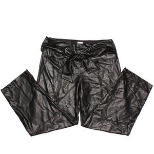 Joie Pants Sz M Womens Faux Leather High Rise Belted Waist Ankle Tummy Control